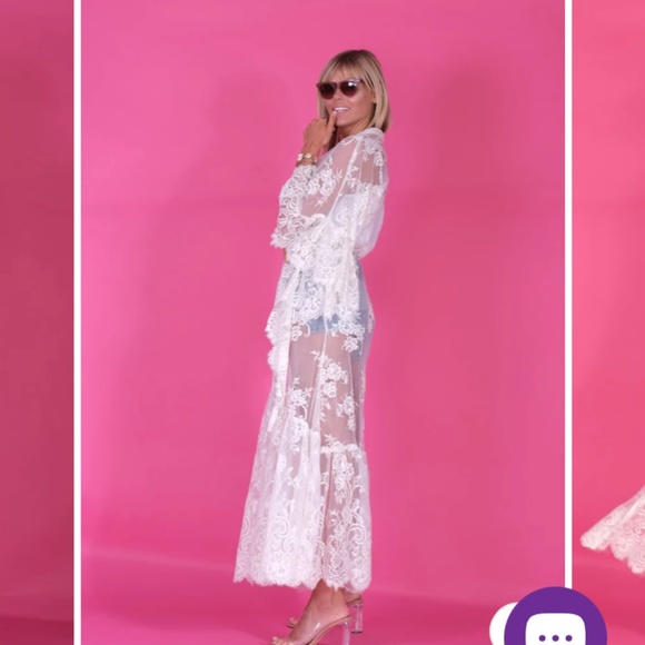 FP x Muche et Muchette Tiered Lace Kimono White Ivory O/S One Size Gypsy Boho - Picture 8 of 15